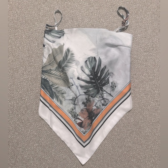 Tropical Bandana Silk Satin TieBack Crop Top Adjustable Straps, Size:Small, NWOT - Picture 4 of 8